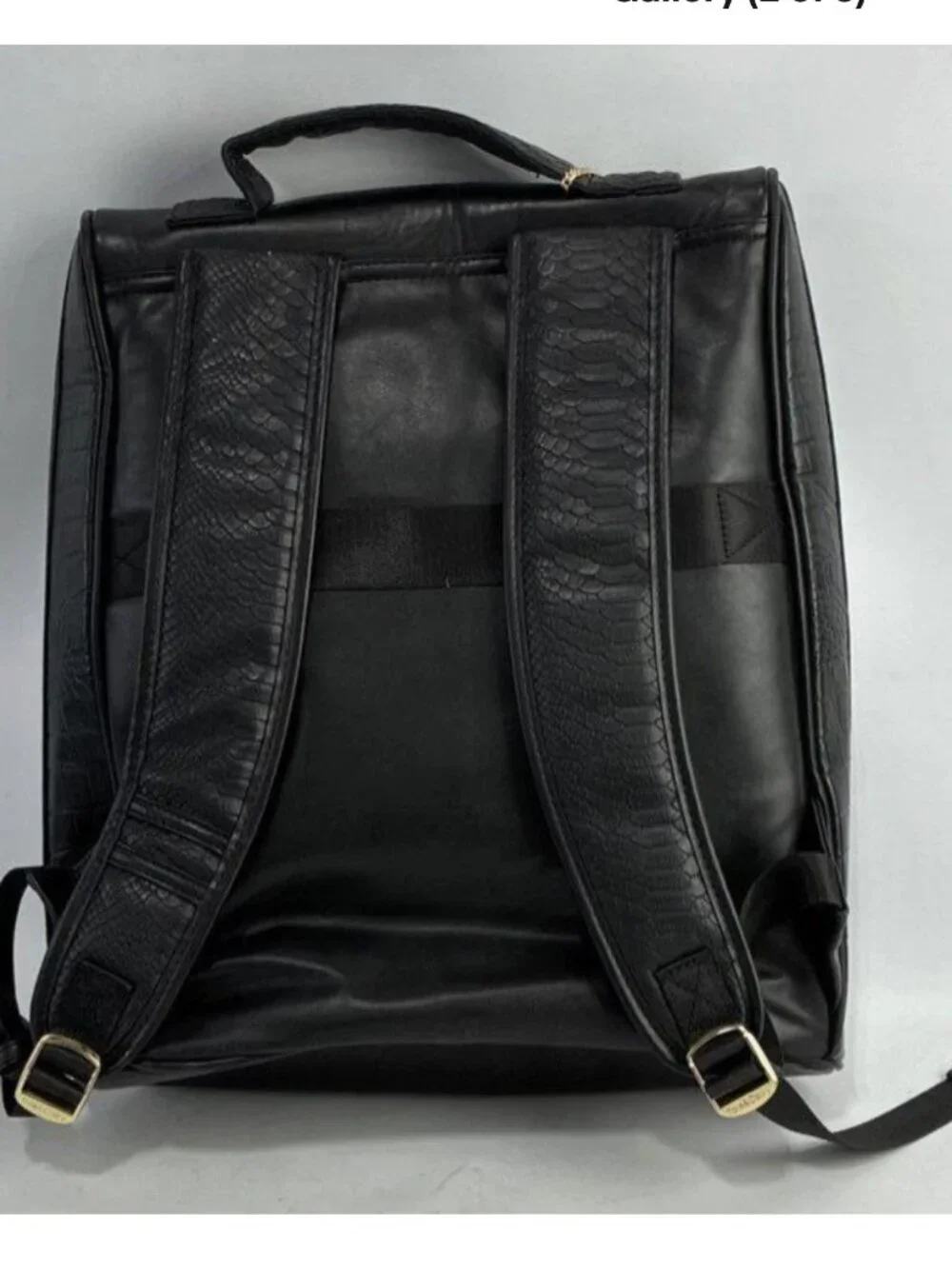 Tote and Carry Black Statement Weekender Backpack Croc Embossed Faux Leather - Picture 2 of 6